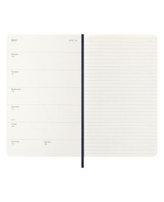 Agenda Moleskine grande 2027, semanal, con página de notas azul zafiro y tapa blanda