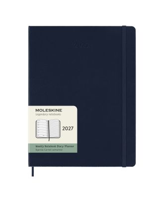Agenda Moleskine XL 2027 semanal con página de notas azul zafiro y tapa dura