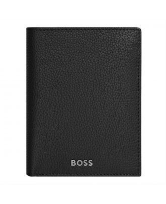 Cartera Hugo Boss Classic Grained Negra con solapa y compartimento para monedas