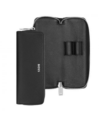 Hugo Boss Estuche Classic Grained Negro 2 Bolígrafos con cierre de cremallera