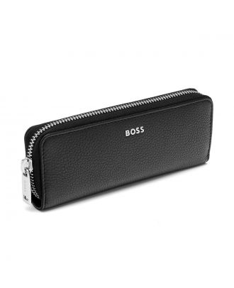 Hugo Boss Estuche Classic Grained Negro 2 Bolígrafos con cierre de cremallera
