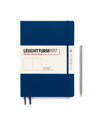 Leuchtturm1917 Cuaderno Composición B5 Tapa Dura Azul Marino Blanco