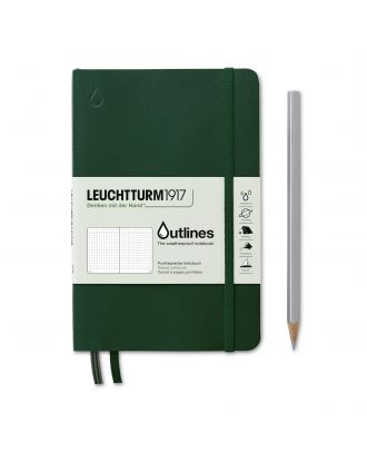 Cuaderno « Leuchtturm1917 » con tapa flexible « Outlines », resistente al agua, tamaño B6+, color verde Walden