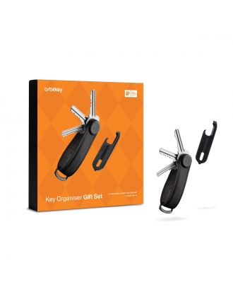 Orbitkey Crazy Horser Negro con costura naranja Set de edición limitada + Multiherramienta V2 Set.