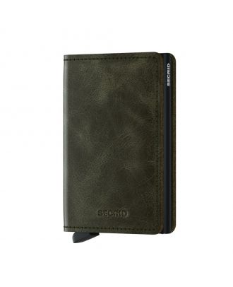 Secrid Slim Wallet Piel Vintage Oliva Negro