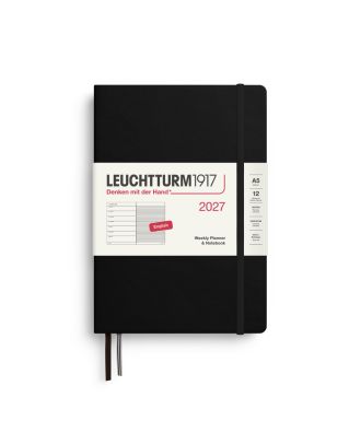 Agenda Leuchtturm1917 2027 Planificador semanal con notas, tamaño mediano A5, negro