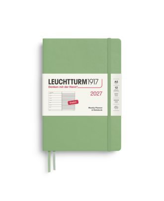 Agenda Leuchtturm1917 2027, planificador semanal con notas, tamaño mediano A5, color Sage