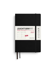 Agenda Leuchtturm1917 2027, planificador semanal, tapa blanda, formato B6+, negro