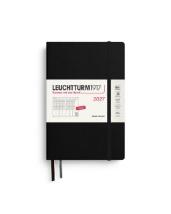 Leuchtturm1917 Agenda 2027 Planificador semanal vertical, tapa blanda, B6+, tapa dura, negro