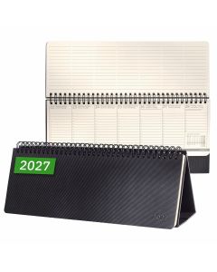 Sigel Conceptum Pure 2027 Agenda de mesa con espacio para notas, negra, tapa blanda