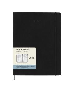 Moleskine Agenda extragrande 2026 Planificador mensual Negro Tapa blanda