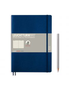 Leuchtturm1917 Cuaderno Composition B5, tapa blanda, azul marino rayado