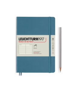Leuchtturm1917 Cuaderno Mediano Tapa Blanda Colores Subidos Azul Piedra Rayado