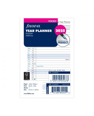 Filofax Pocket Recharge pour agenda annuel vertical 2026