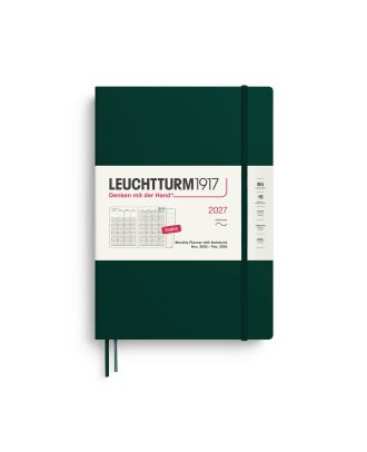Agenda Leuchtturm1917 2027, agenda mensuel + carnet de notes Composition B5, couverture souple, vert forêt