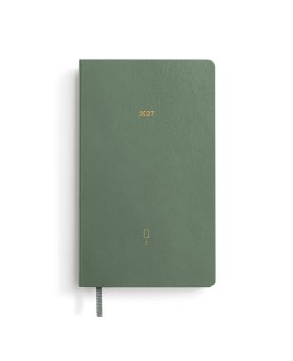 Agenda Leuchtturm1917 2027 – Agenda quotidien et trimestriel à pages pointillées, format de poche A6, lot de 4, « Shades of Green »