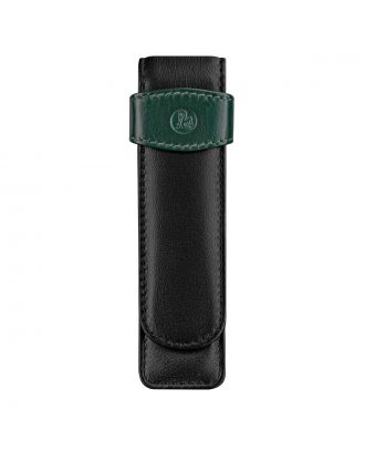 Pelikan Étui en cuir noir et vert pour 2 stylos