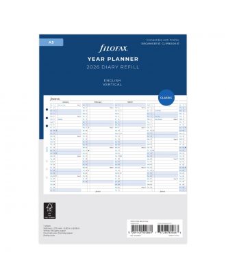 Filofax A5 Refill Annual Planner 2026