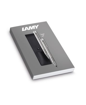 Lamy Logo Coffret en acier brossé comprenant un stylo à bille et un porte-mine