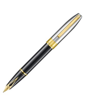 Sheaffer Legacy 9065 Glossy Black Chrome Bi-Color Gold Trim Stylo Plume