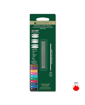 Monteverde Recharge pour stylo à bille D1-Type Medium Red (4 pièces)