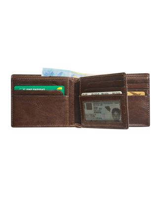 Portefeuille Maverick en cuir marron RFID pour cartes supplémentaires