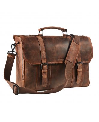 Maverick The Original Leather Briefcase with Laptop Compartment 15.6" (Porte-documents en cuir original avec compartiment pour ordinateur portable)