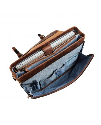 Maverick The Original Leather Briefcase with Laptop Compartment 15.6" (Porte-documents en cuir original avec compartiment pour ordinateur portable)