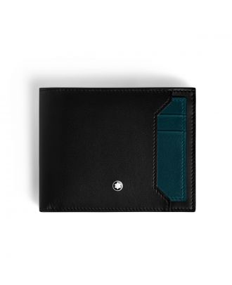 Montblanc Black Leather Wallet with Removable Card Holder - 6 Card Slots (Portefeuille en cuir noir avec porte-cartes amovible)