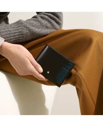 Montblanc Black Leather Wallet with Removable Card Holder - 6 Card Slots (Portefeuille en cuir noir avec porte-cartes amovible)