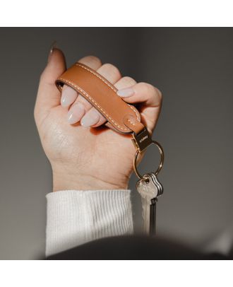 Orbitkey Porte-clés à boucle en cuir caramel
