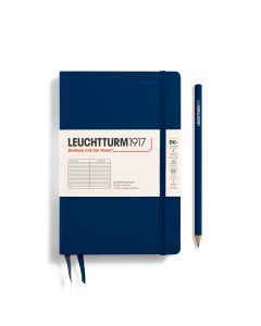 Leuchtturm1917 Carnet de notes Slim B6+ Livre de poche à couverture rigide Marine Linéaire