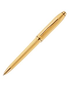 Cross Townsend Stylo à bille plaqué or 23 carats avec motif diamant gravé