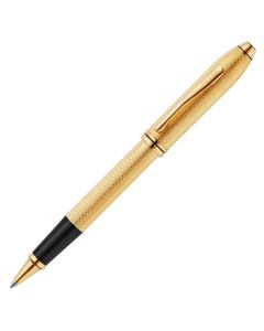 Cross Townsend Polished 23KT GoldPlated Engraved Diamond Pattern Roller