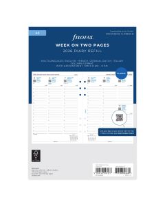 Filofax A5 Recharge Semaine sur 2 pages avec colonnes 2026
