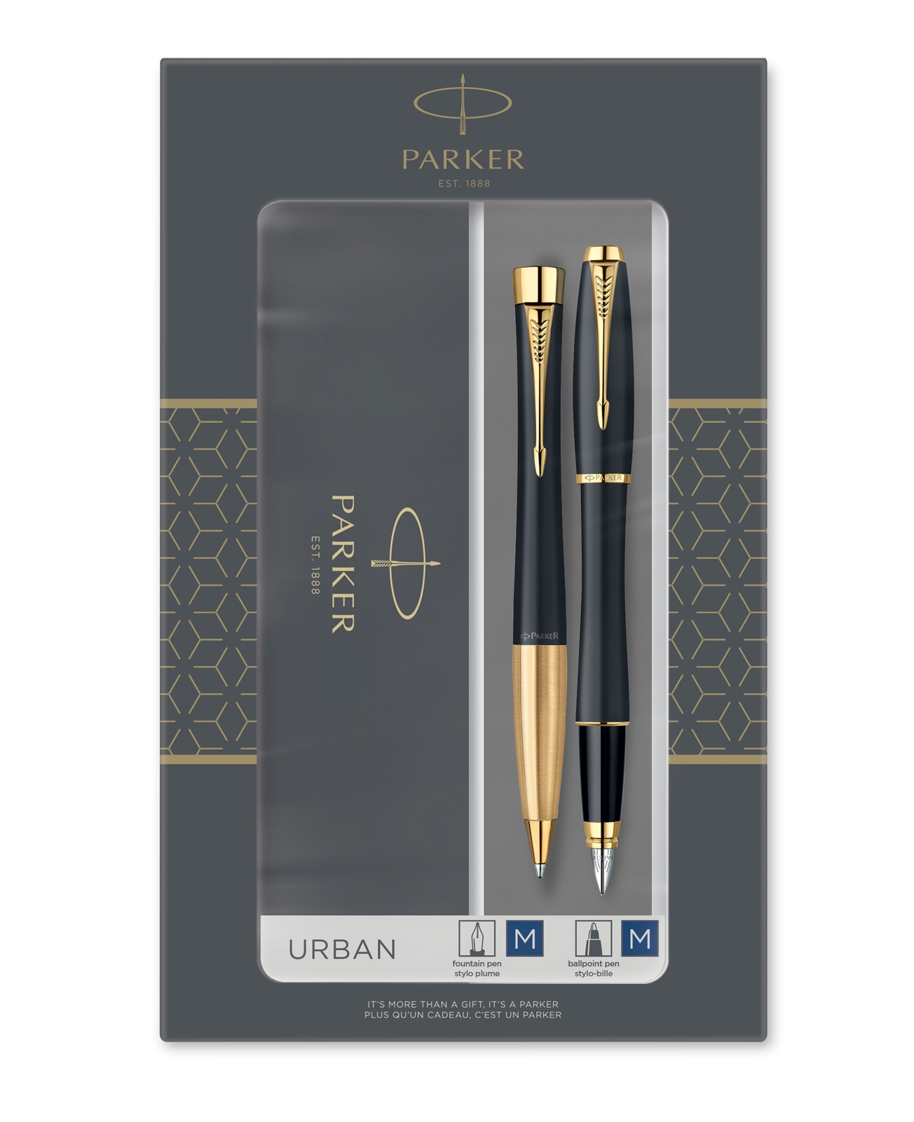 Parker Urban Muted Black GT Fountain Pen and Ballpoint Pen Set