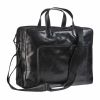 Maverick All Black Leather business bag with laptop sleeve 15'6"