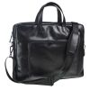 Maverick All Black Leather business bag with laptop sleeve 17"