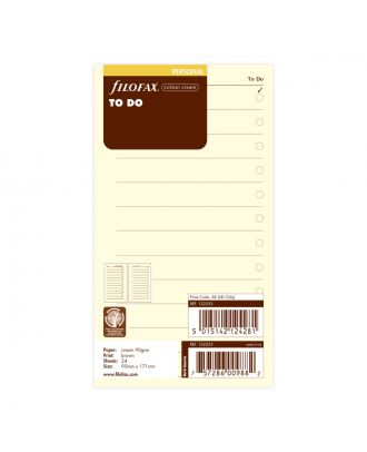 Filofax Refill Personal Cotton Cream To Do