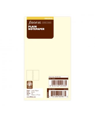 Filofax Refill Personal Cotton Cream Plain