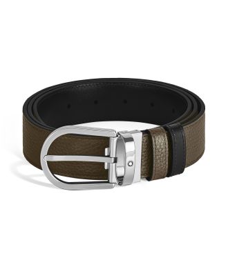 Montblanc Reversible Belt 35mm Horseshoe Grain Khaki Black