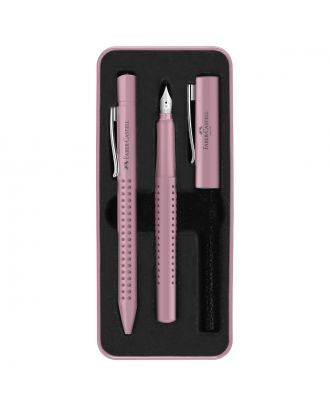 Faber Castell Grip 2010 Rose Shadows Fountain Pen and Ballpoint Pen Gift Set