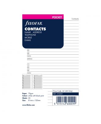 Filofax Vulling Pocket Wit Adressen
