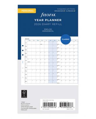 Filofax Personal Year Planner 2026 Horizontal