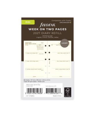 Filofax Mini Vulling Week op 2 Pagina's Crème 2027