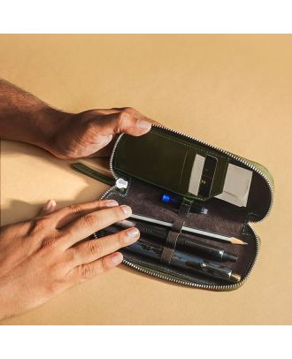 Endless Companion Groen Lederen Etui 3 Pennen