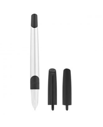 S.T. Dupont Defi Millennium Brushed Chrome and Matt Black Fountain Pen