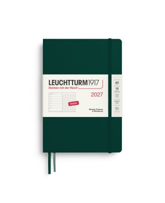 Leuchtturm1917 Diary 2027 Weekly Planner with notes Dotted Medium A5 Forest Green