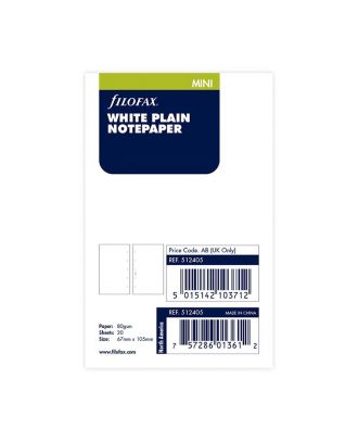 Filofax Refill Mini White Plain