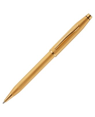 Cross Century II Polished 23kt Gold Plate Engraved Diamond Pattern Ballpoint
